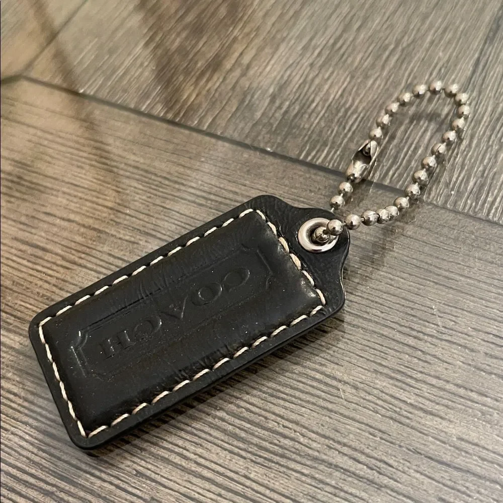 Coach Black Leather Hangtag - Key Chain